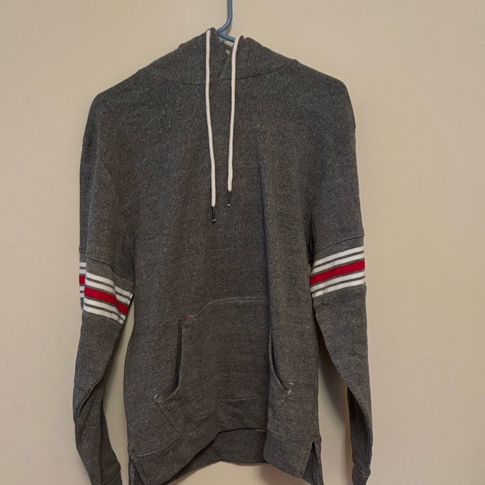 Gray and Red Striped Sweater